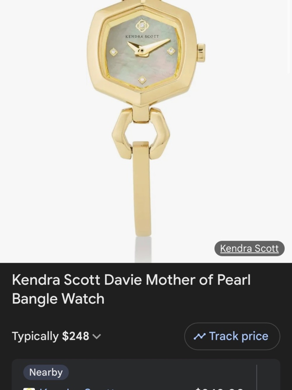 Kendra Scott Gold Mother-of-Pearl Hexagon Bangle Watch